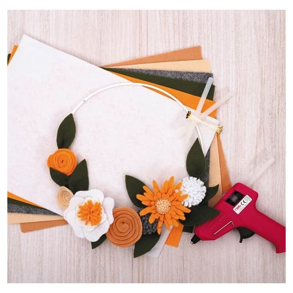 Kit DIY filt - Graine Creative - Min blommiga krans - 20 cm - Blandad - Hemmagjord dekoration