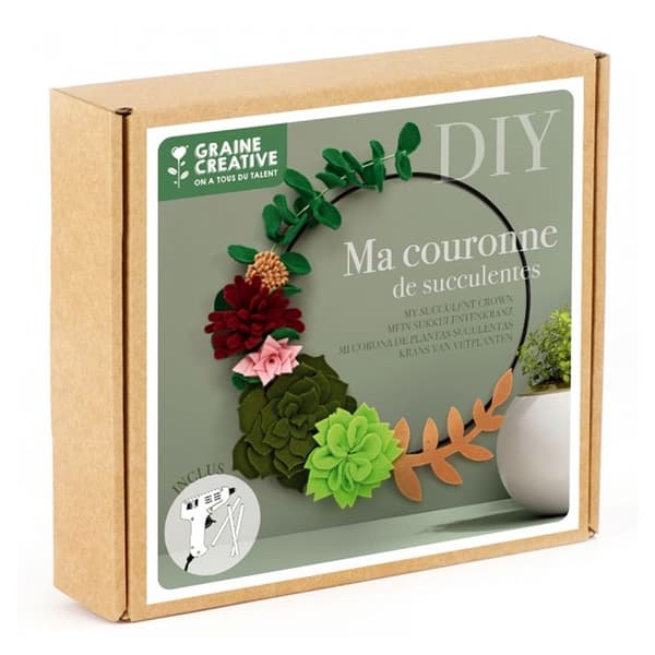 Creative Seed - Filt DIY Kit - My Succulent Wreath - 20 cm