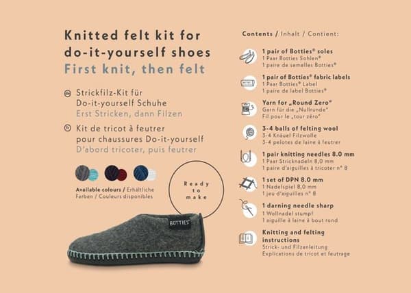 Botties - WKF0200300001 - X Schachenmayr Winter Kit Wash + Felt It! Svart/vinröd stickningssats