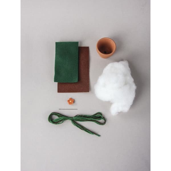Kit med filt och broderi Kaktus 5cm ø 10cm glas
