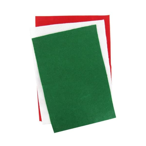 Filtstad jul - MegaCrea DIY - 30 x 20 cm - 6 st - Blandade färger - Mixad