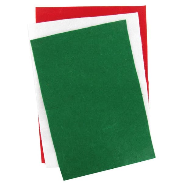 Filtstad jul - MegaCrea DIY - 30 x 20 cm - 6 st - Blandade färger - Mixad