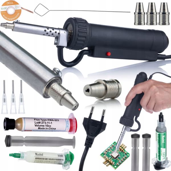 Rosfix Elektrisk loddekolbe 350W + Flux 338 + Flydende lodning 183°C + 2x stempel, 2x nål + udloddetråd 2mm x 1,5 + Flux loddeflusmiddel RMA-223 med s