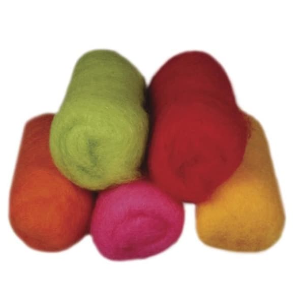Virgin ull, Sommarmix ljusa toner, Fleece, 5 färger à 20g