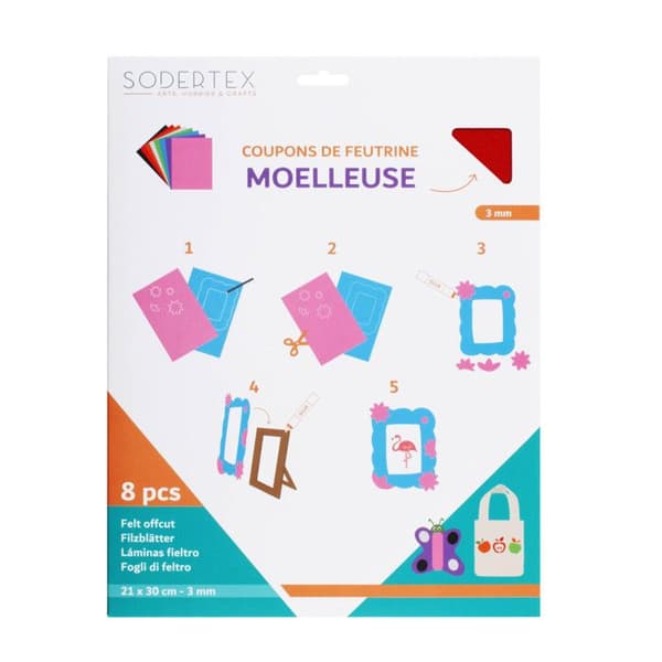 Filttyg 3 mm 21x30 cm 8 assorterade coupons