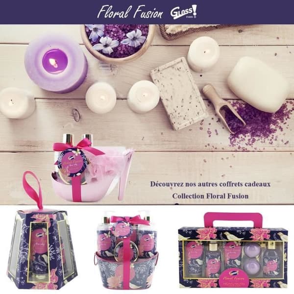 Coffret vård - GLOSS - Floral Fusion - Lilja & fresia - Badsalt - Kroppssmör - Duschgel