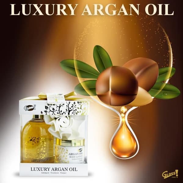 Badkit - Natur - Arganolja - 500ml duschgel - 200ml lotion - 1 EVA-svamp