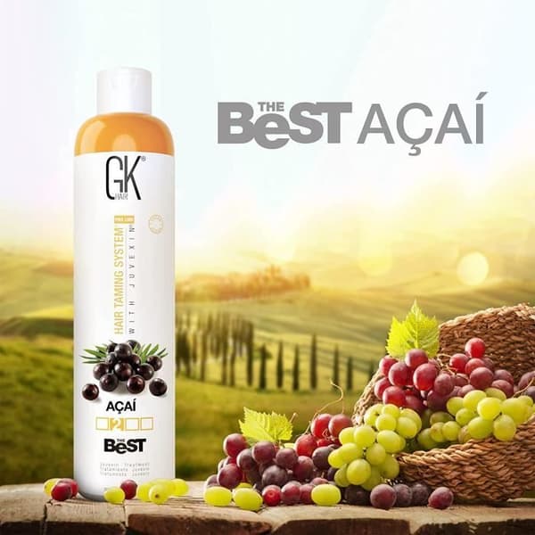GK HAIR Global Keratin Den Bästa ACAI (10.1 Fl Oz/300ml) Vegansk Utjämnande Keratinhårbehandling Professionell Brasiliansk Komplex
