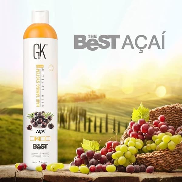 GK HAIR Global Keratin Det Bästa ACAI (33.8 Fl Oz/ 1000 ml) Vegansk Smoothing Keratin Hårbehandling Professionell Brasiliansk Komplex