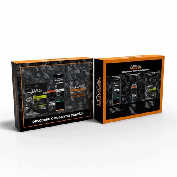 L'Oréal Paris - Coffret Carbone Men Expert - Deodoran + Ansiktsmask i Tyg Kol + Duschgel -