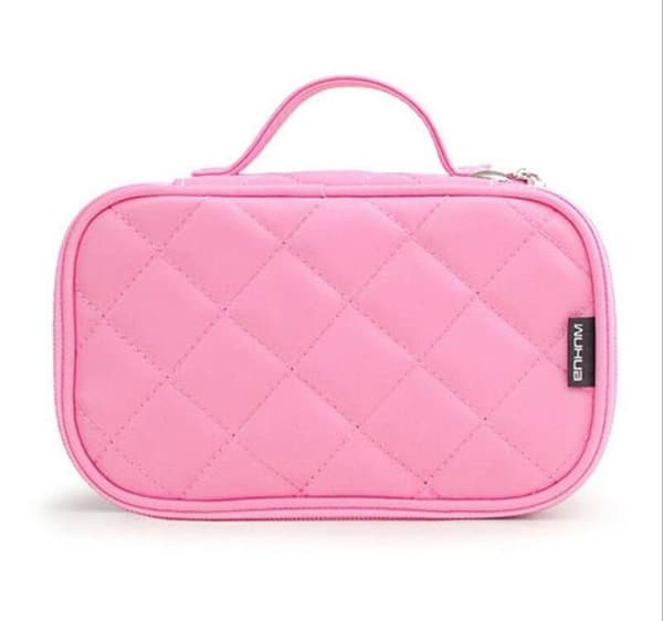 Onegenug - Sminkväska - Sminkväska - 20 x 12 x 8 cm - Dubbellager med spegel för kvinnor, Rosa S, S, Rosa S, S