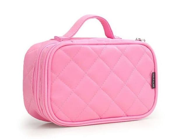 Onegenug - Sminkväska - Sminkväska - 20 x 12 x 8 cm - Dubbellager med spegel för kvinnor, Rosa S, S, Rosa S, S