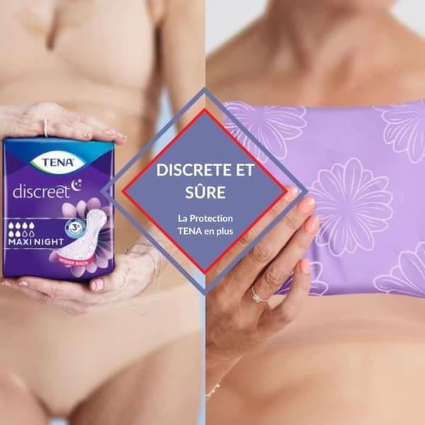 TENA Diskret Maxi Night | Inkontinensskydd för kvinnor | Absorbenter för urinläckor| Maxi Comfort Night | 48 enheter