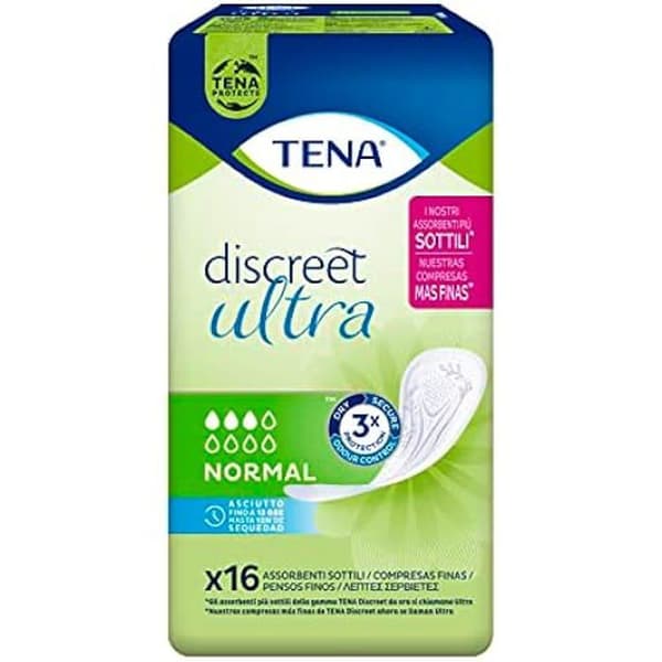 DISKRET ULTRA-kompress för normal inkontinens - TENA - 16 enheter - Antiläckbarriär - Vuxen