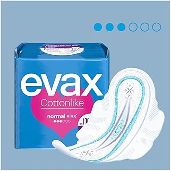 Sanitetsskydd - EVAX - Bomullsliknande Normal Plus - 2 förpackningar med 8 - 100% ren - 0% lukt