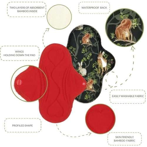 MEDIUM M Uudelleenkäytettävä bambutyyny - MAGIC FOREST