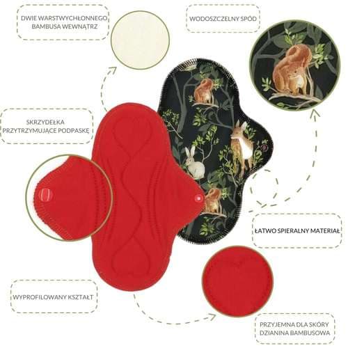 MEDIUM M Uudelleenkäytettävä bambutyyny - MAGIC FOREST