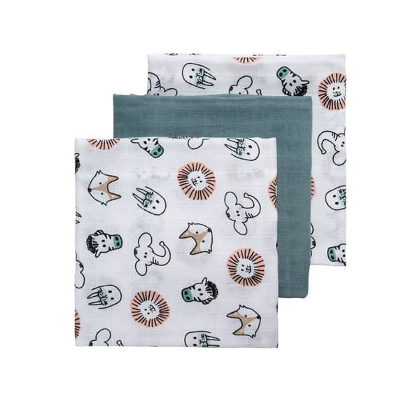 Meyco Baby Animal absorberande servetter - paket om 3 - flerfärgad - 70x70cm