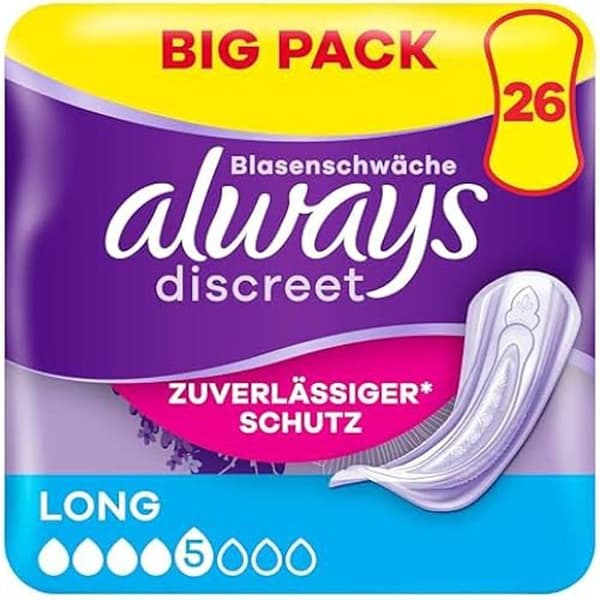 Inkontinensskydd - ALWAYS - Paket om 26 - Fullstandigt skydd - Otrolig diskretion - Anti-lukt