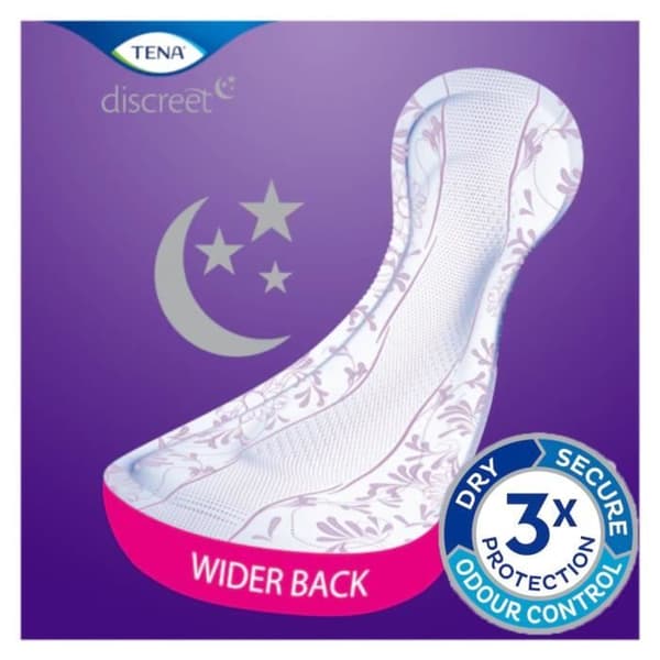 TENA Diskret Maxi Night | Inkontinensskydd för kvinnor | Absorbenter för urinläckor| Maxi Comfort Night | 48 enheter