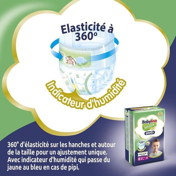 Inkontinensprodukter - urinläckage - enures Babylino Sensitive Cotton Soft, 14 Målvärda Blöjor, Storlek 8 (20+ Kg)