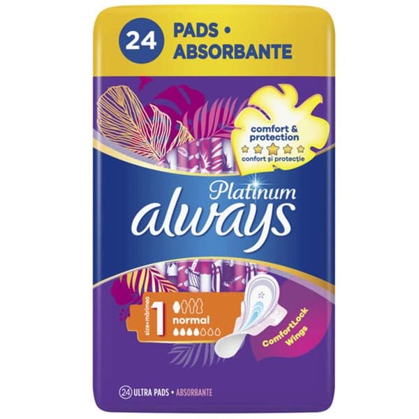 Skyddslips Always Platinum Normal 24 st