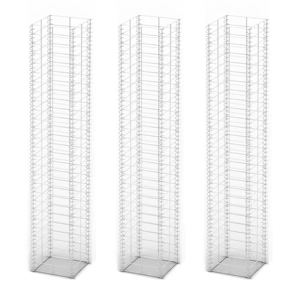 vidaXL Gabionsett 3 stk galvanisert tråd 25 x 25 x 150 cm
