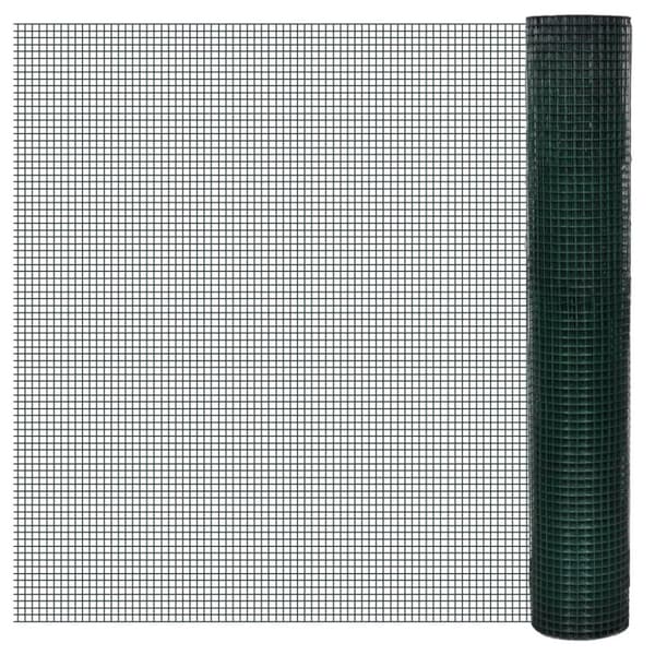 vidaXL Kanaverkko galvanoitu PVC pinnoitteella 10x1 m vihreä