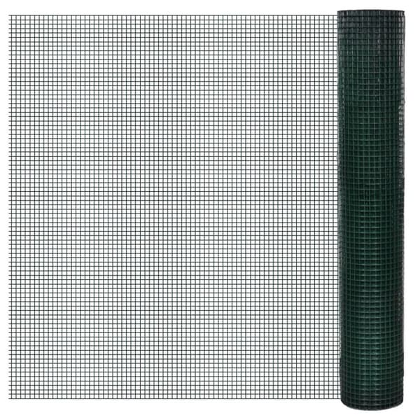 vidaXL hønsenet 25 x 1 m galvaniseret stål med PVC-belægning grøn