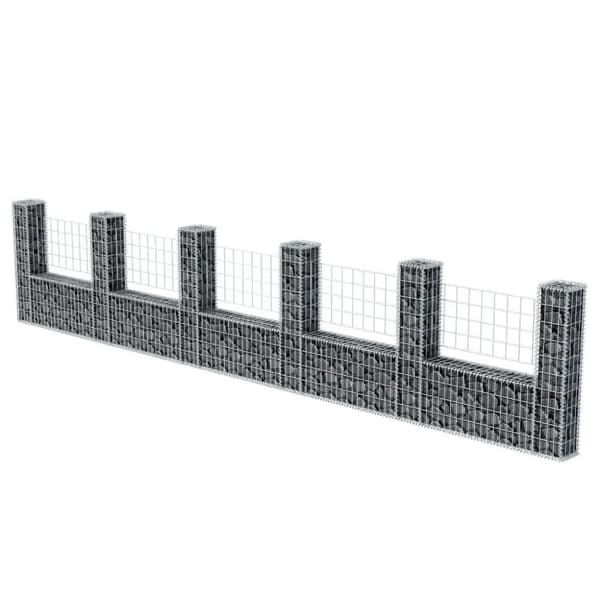 vidaXL gabionkurv U-facon 570 x 20 x 100 cm galvaniseret stål