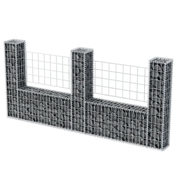 vidaXL Gabionkurv u-form galvanisert stål 240x20x100 cm