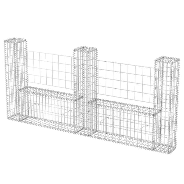 vidaXL Gabionkurv u-form galvanisert stål 240x20x100 cm