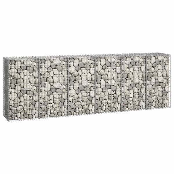 vidaXL gabionvæg med dæksler galvaniseret stål 300 x 50 x 100 cm