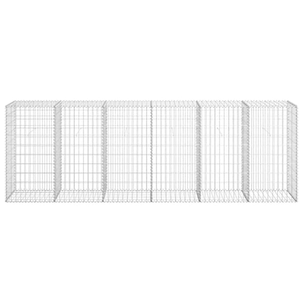 vidaXL gabionvæg med dæksler galvaniseret stål 300 x 50 x 100 cm