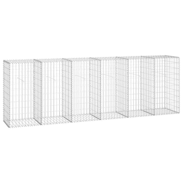 vidaXL gabionvæg med dæksler galvaniseret stål 300 x 50 x 100 cm