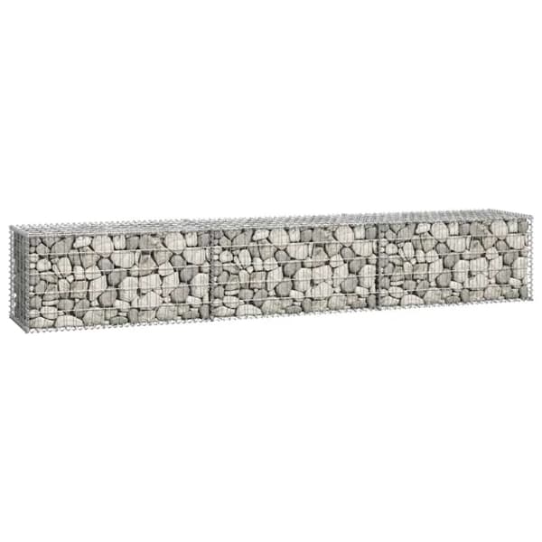 vidaXL gabionvæg med dæksler galvaniseret stål 300 x 50 x 50 cm