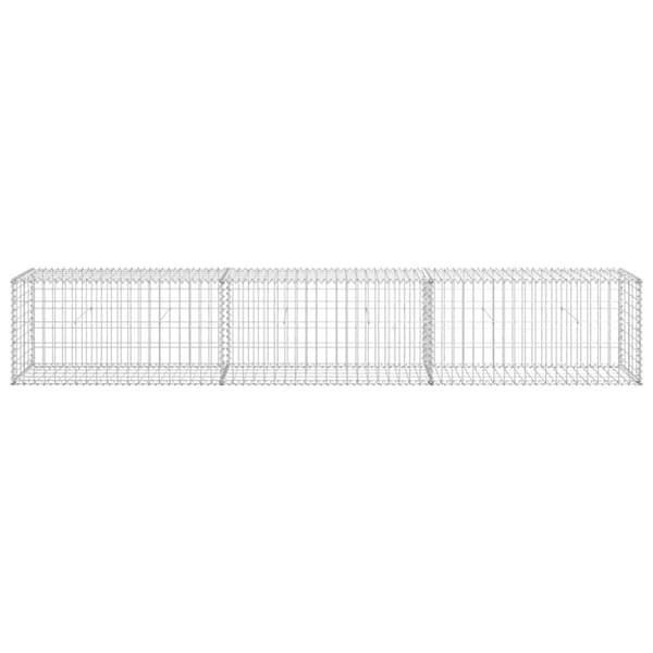 vidaXL gabionvæg med dæksler galvaniseret stål 300 x 50 x 50 cm