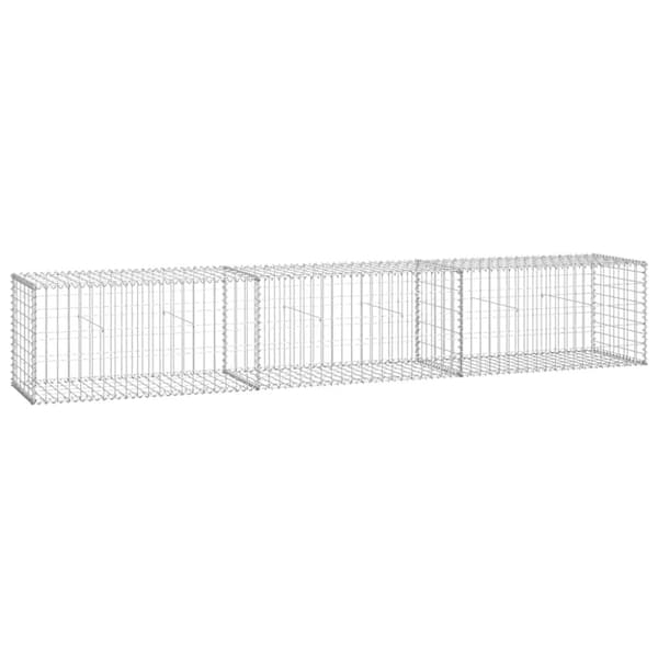 vidaXL gabionvæg med dæksler galvaniseret stål 300 x 50 x 50 cm
