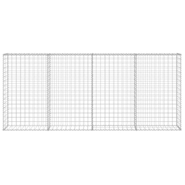 vidaXL gabionvæg med dæksler galvaniseret stål 200 x 20 x 85 cm