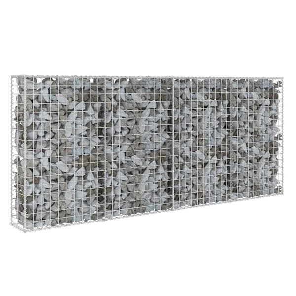 vidaXL gabionvæg med dæksler galvaniseret stål 200 x 20 x 85 cm