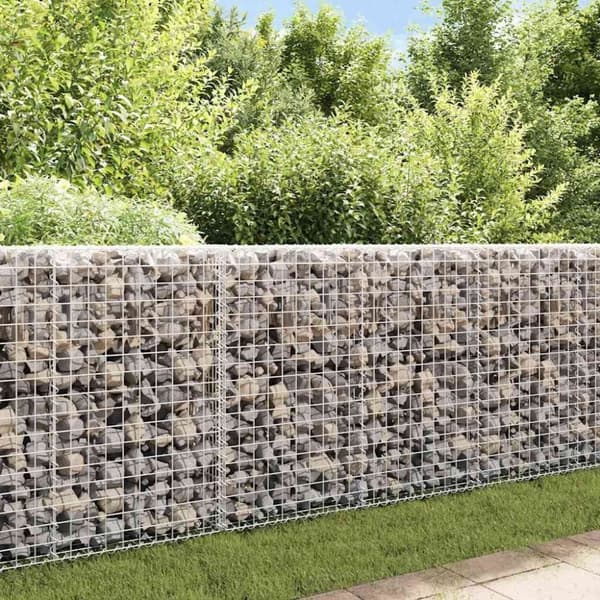 vidaXL gabionvæg med dæksler galvaniseret stål 200 x 20 x 85 cm