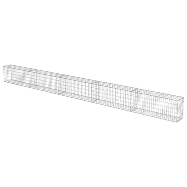 vidaXL gabionvæg med dæksler galvaniseret stål 600 x 30 x 50 cm
