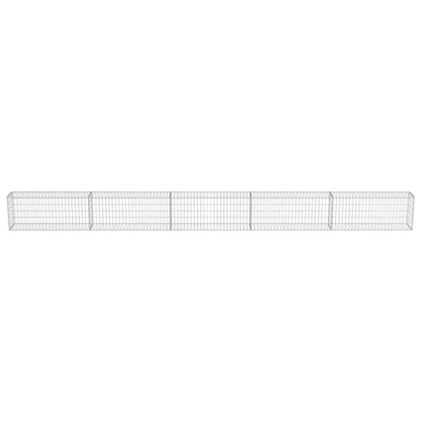 vidaXL gabionvæg med dæksler galvaniseret stål 600 x 30 x 50 cm