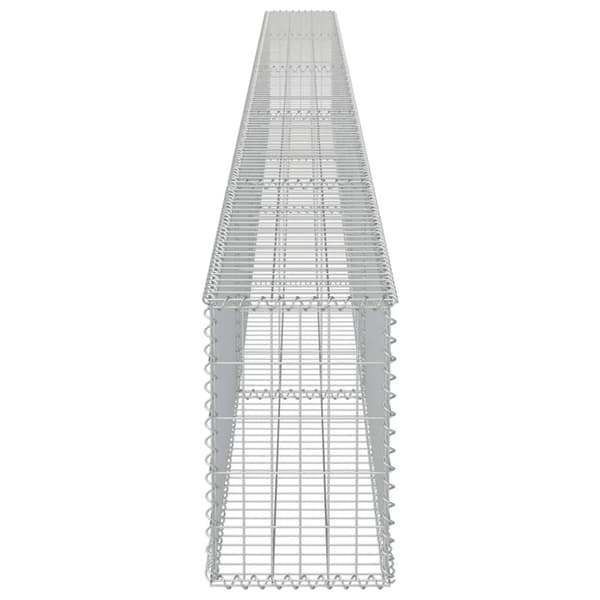 vidaXL gabionvæg med dæksler galvaniseret stål 600 x 30 x 50 cm