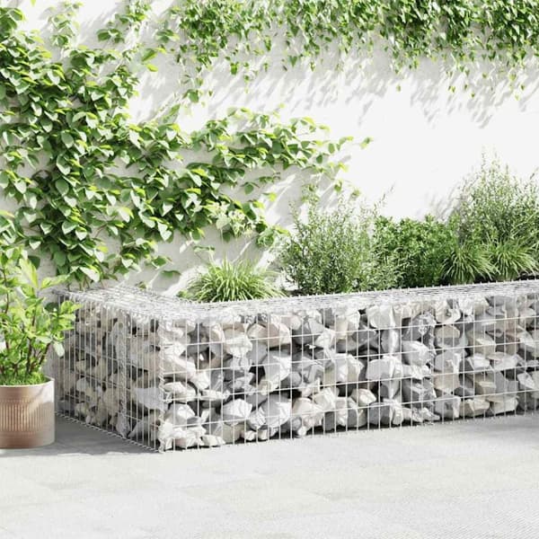 vidaXL gabionvæg med dæksler galvaniseret stål 600 x 30 x 50 cm