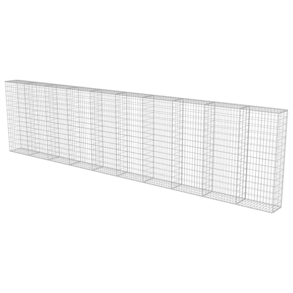 vidaXL gabionvæg med dæksler galvaniseret stål 600 x 30 x 150 cm