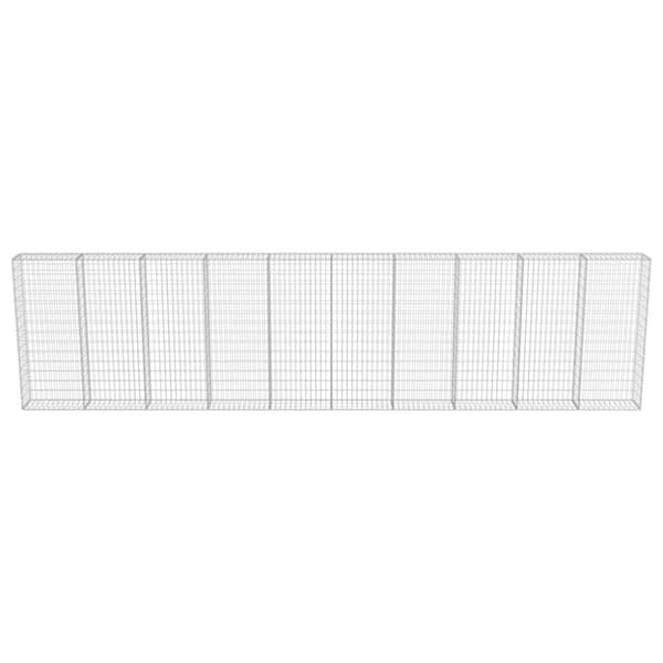 vidaXL gabionvæg med dæksler galvaniseret stål 600 x 30 x 150 cm