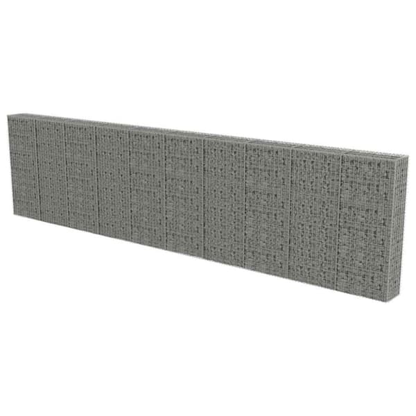 vidaXL gabionvæg med dæksler galvaniseret stål 600 x 30 x 150 cm