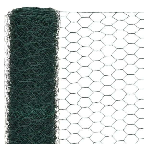 vidaXL Hönsnät stål med PVC-beläggning 25x1,2 m grön