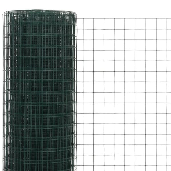 vidaXL Trådgjerde kylling stål med PVC-belegg 10x0,5 m grønn